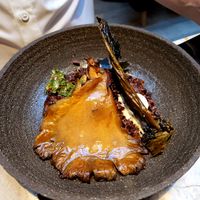 Land and Sea (black rice, smoked almond butter, oyster mushroom, crispy dulse, cultured sour cream, kombucha chimichurri) at MESA Restaurant in Paris