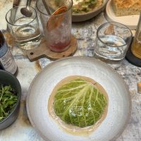 Kohl (mit super leckerem Pilzragout!!) & Bohnen  at MESA Restaurant in Paris