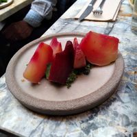 Beetroot infused with coffee at MESA Restaurant in Paris