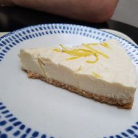 Lemon cheesecake at Peacefood Cafe in Montpellier