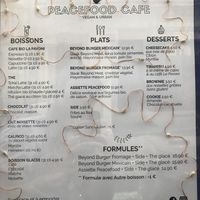 Le menu at Peacefood Cafe in Montpellier