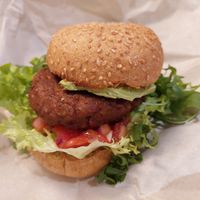 Hamburger beyond at Peacefood Cafe in Montpellier