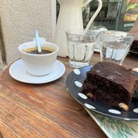 Their vegan brownies are to die for.  at Peacefood Cafe in Montpellier