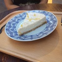 Lemon cheesecake at Peacefood Cafe in Montpellier