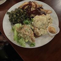 BBQ tofu with greens and mashed potatoes   at Soul Vegetarian - Highland in Atlanta
