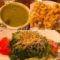 Split pea soup, Mac and cheeze, side salad  at Soul Vegetarian - Highland in Atlanta