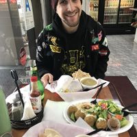 Falafel plate, veggie wrap and 2 small lentil soups.  at Bob's Cafe in Los Angeles
