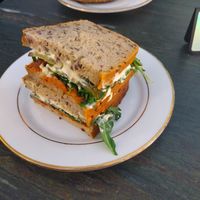 Sandwich with vegan pepperoni at STOR - Bracka in Warsaw