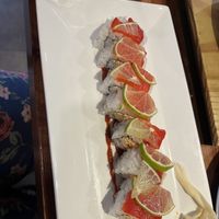 I forget what this roll was, but it was excellent. They call the tofu inside “hot,” but I found it just pleasantly tangy. I really enjoyed the hyper-thin lime slice on top.  at Dragon King's Daughter in Louisville