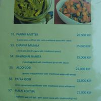 Menu at Chennai in Luang Prabang