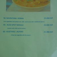 Menu at Chennai in Luang Prabang