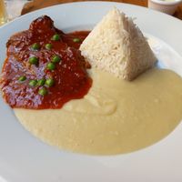 Seitan with pure at Sabor y Vida in Lima