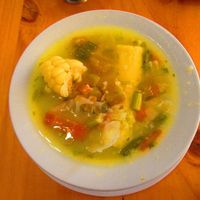 Sancochado soup at Sabor y Vida in Lima