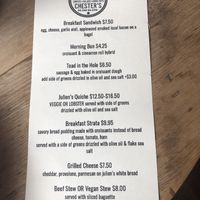Mar 28 menu (daily? weekly?) at Chester's in Chester