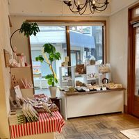 Inside they sell cakes and soy based food products at Uno Yukiko Cakes in Kyoto