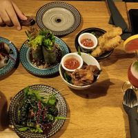 Numbers: 12, 16 (just get it, top left), 9, 20, 14, and 18. We also got the Pumpkin cake and two cocktails. at TA Vegan House in Hamburg