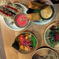 Various delicious small bites to share at TA Vegan House in Hamburg