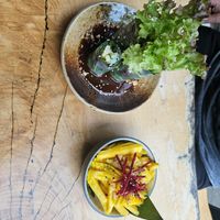 Mango salad and summer roll from tapas menu at TA Vegan House in Hamburg