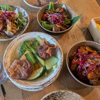 Wonton soup, dumplings, Halloween at TA Vegan House in Hamburg