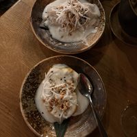 Banan with rice and beans and pumpkin cake  at TA Vegan House in Hamburg