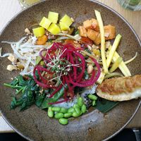 happy monk at TA Vegan House in Hamburg