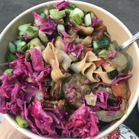 Tofu knife cut noodle bowl w veggies and sesame sauce at Junzi in New York City