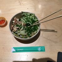Tofu, gluten-free noodle dish at Junzi in New York City