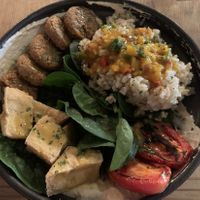Vegan rice bowl for dinner  at Bat Country in Randwick