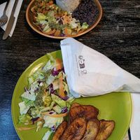 Arepa with fried plantain. at L'Arepa in Bordeaux