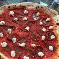 Enlightened dude Pizza with seitan salami  at Daddy Greens Pizzabar - Iso Roobertinkatu in Helsinki