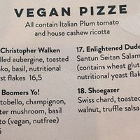 Vegan menu  at Daddy Greens Pizzabar - Iso Roobertinkatu in Helsinki