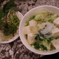 Tofu Pho - white tofu, vegetables, & rice noodles in vegetable-based broth at Pho Factory in Lincoln