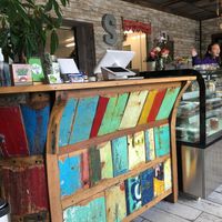 The colorful checkout counter. And those brownies? OMG. Sarah knows how to make the most amazing vegan brownies ever. I had a brownie in-store and then ordered a second to-go, because they're that good. at Strive Foods in Sandy Springs