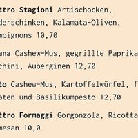 Pizza Menu at Osteria Alpenhof in Munich