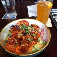 Korean bowl with cauliflower, awesome!!!  at Victoria's Tavern in Regina