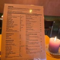 Part of drinks menu at Amour in Ghent