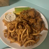 Wings and curly fries at Spak Brothers in Pittsburgh