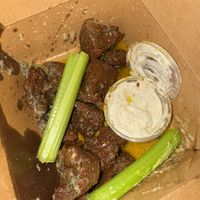 Seitan wings with garlic sauce and vegan ranch   at Spak Brothers in Pittsburgh