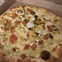 Vegan white pizza with mushrooms   at Spak Brothers in Pittsburgh