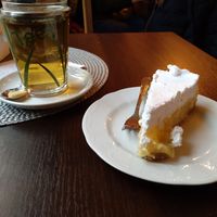 Apple cake and herbal tea at Café Herzstück in Bad Oeynhausen