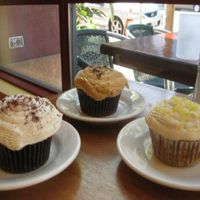 Yummy homemade vegan cupcakes baked fresh each morning in our kitchen...  Our newest flavor is Lemon Macadamia... at Lotus Cafe and Juice Bar in Encinitas