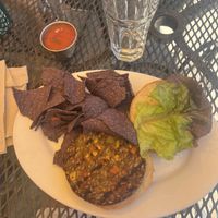 veggie burger  at Lotus Cafe and Juice Bar in Encinitas