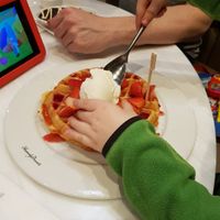Strawberry waffles at Heavenly Desserts in Rushden