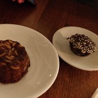 Apple almond cake and chocolate tahini cake at Gail's Bakery in South East London