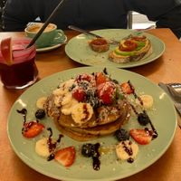 Pancakes and toast   at Ethos Brothers in Brentwood
