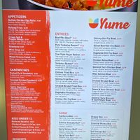 Menu as of 10 Dec 2024 at IAH - Yume Asian Kitchen - TE in Houston