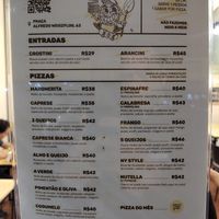 Menu at Pizza Youth in Sao Paulo