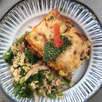 Vegan lasagne and rice salad   at Ours in Caloundra