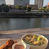 fried soy meat and Soba pasta at Optimus Cafe in Osaka
