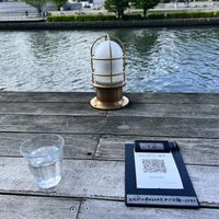 If you sit outside you have to order on your phone   at Optimus Cafe in Osaka